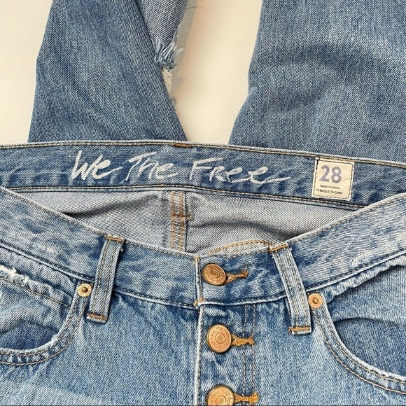 Free People We The Free Blossom Distressed Rigid Skinny Jeans in‎ Blue Size 28 - Picture 12 of 13